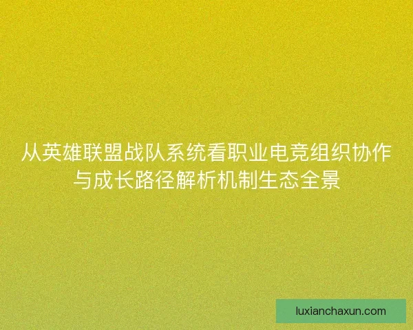 从英雄联盟战队系统看职业电竞组织协作与成长路径解析机制生态全景